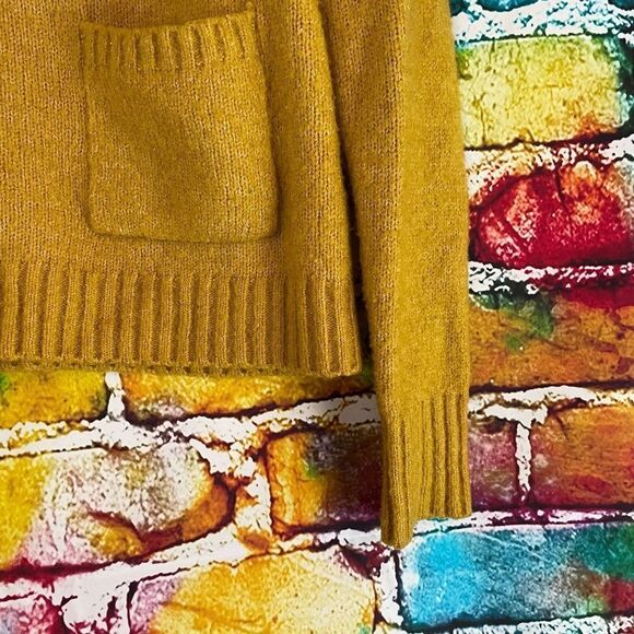 Marled Reunited Clothing 1/4 Zip Sweater with front pockets Mustard Small - Picture 6 of 9